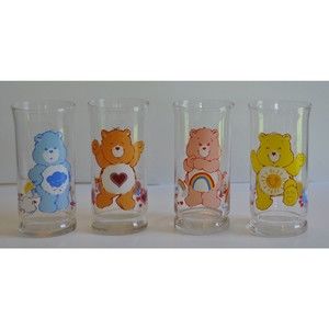 Vintage 1983 Pizza Hut Collector’s Series Care Bear Drinking Glasses Set Of 4